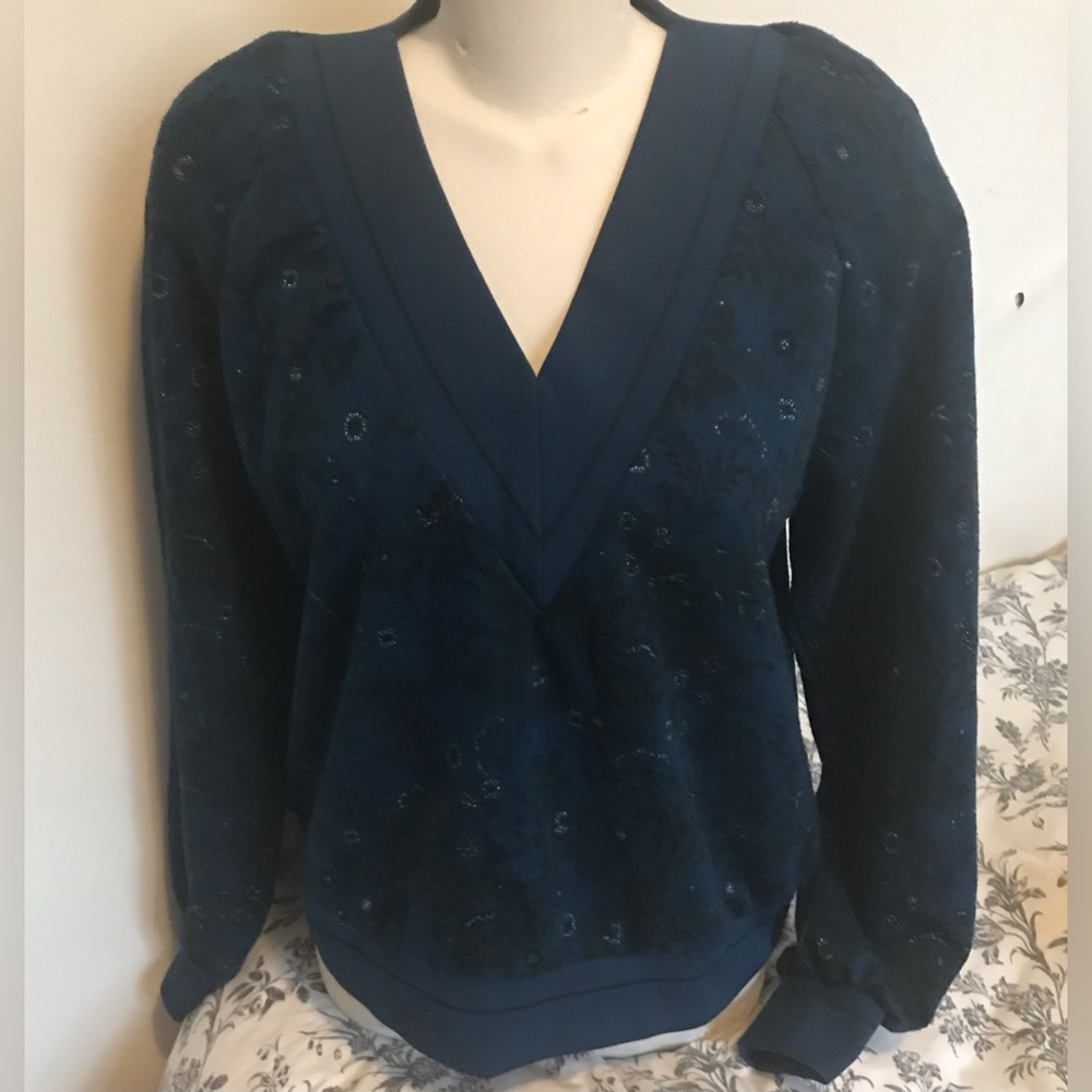 Icone Blue V-Neck Top - Size Medium